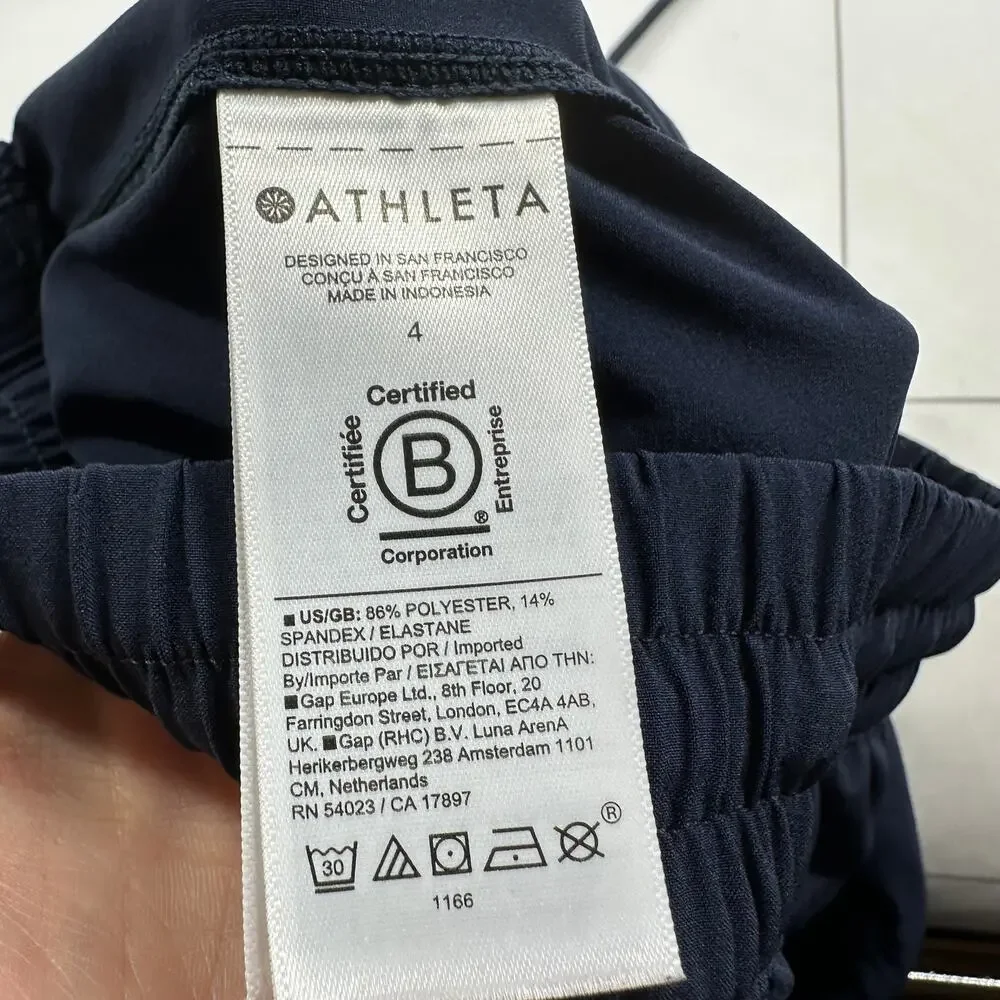 Athleta Pants Womens 4 Navy Blue Arrival Crop Stretch Sporty Commute Travel Work